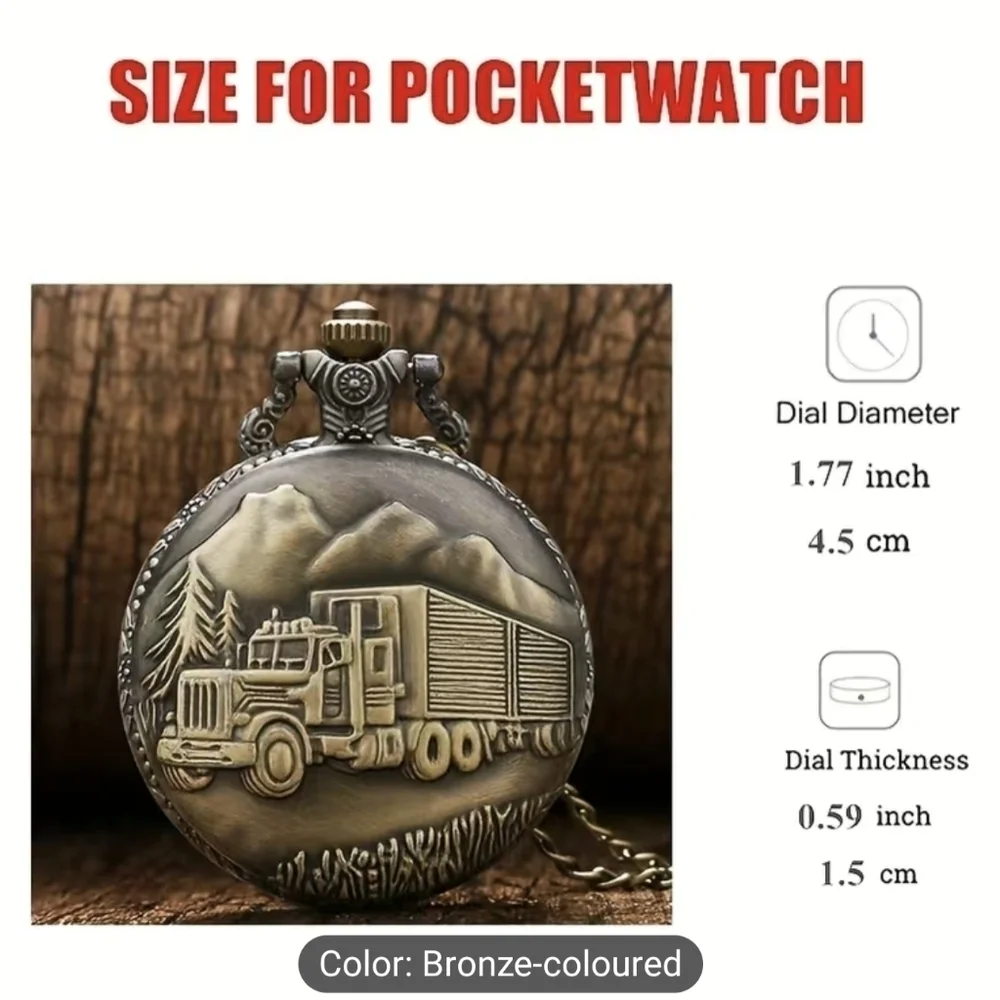 New Classical Freight Truck Pocket Watch Quartz Hanging Watch Necklace